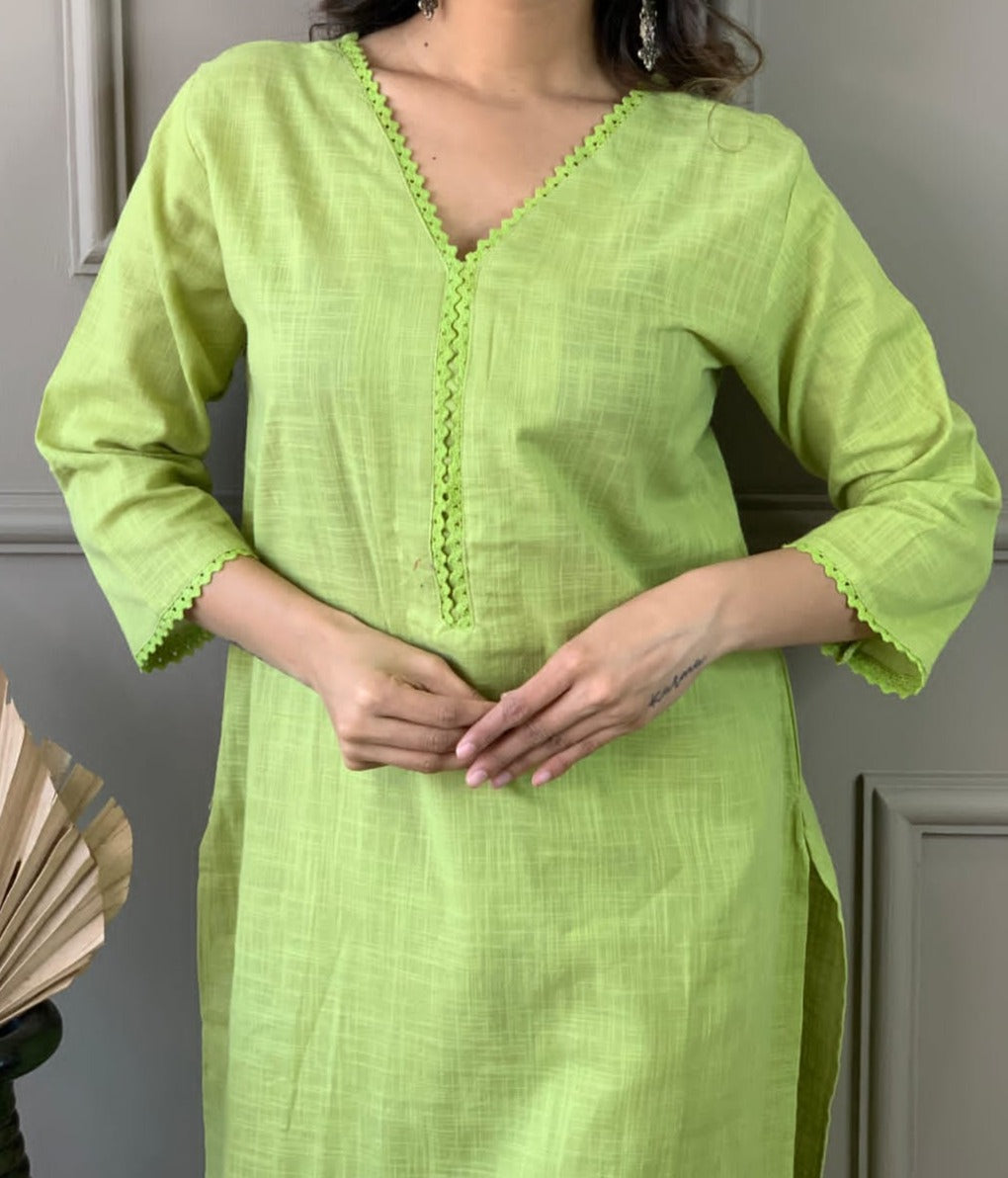 Satire Of Attire Kurti Set(Witty Green)