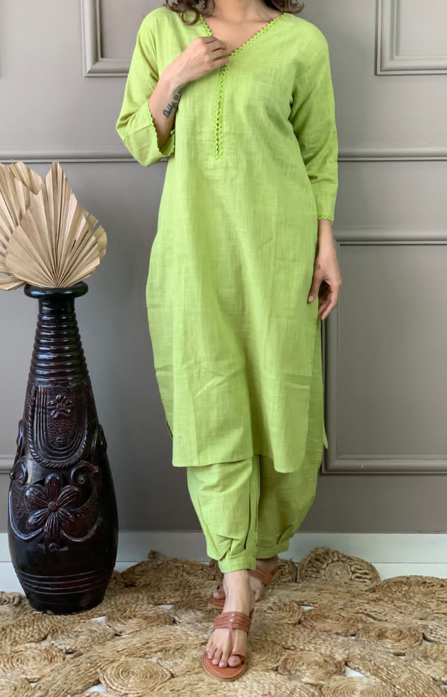 Satire Of Attire Kurti Set(Witty Green)