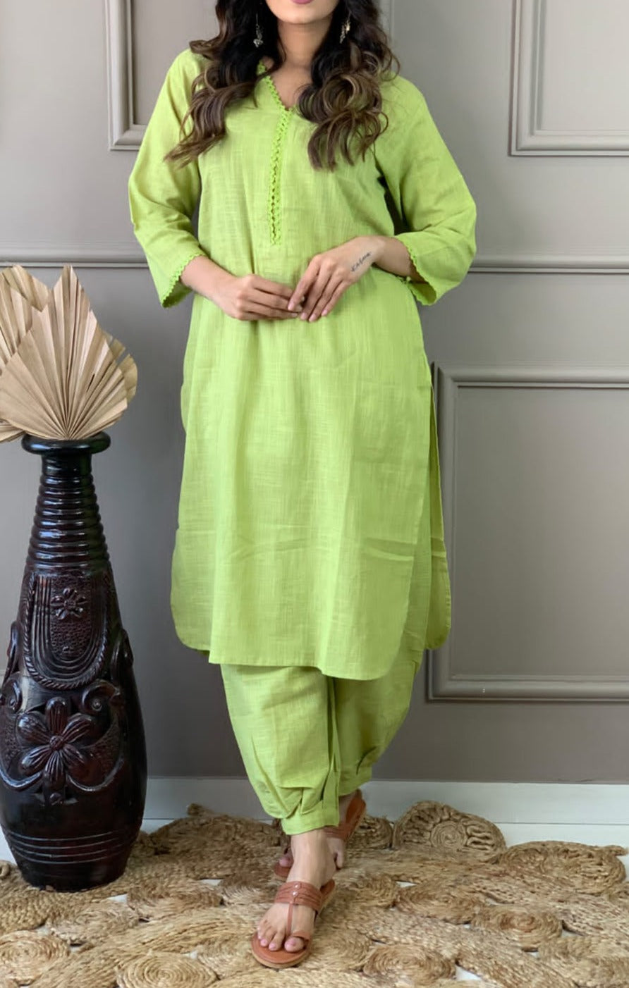 Satire Of Attire Kurti Set(Witty Green)