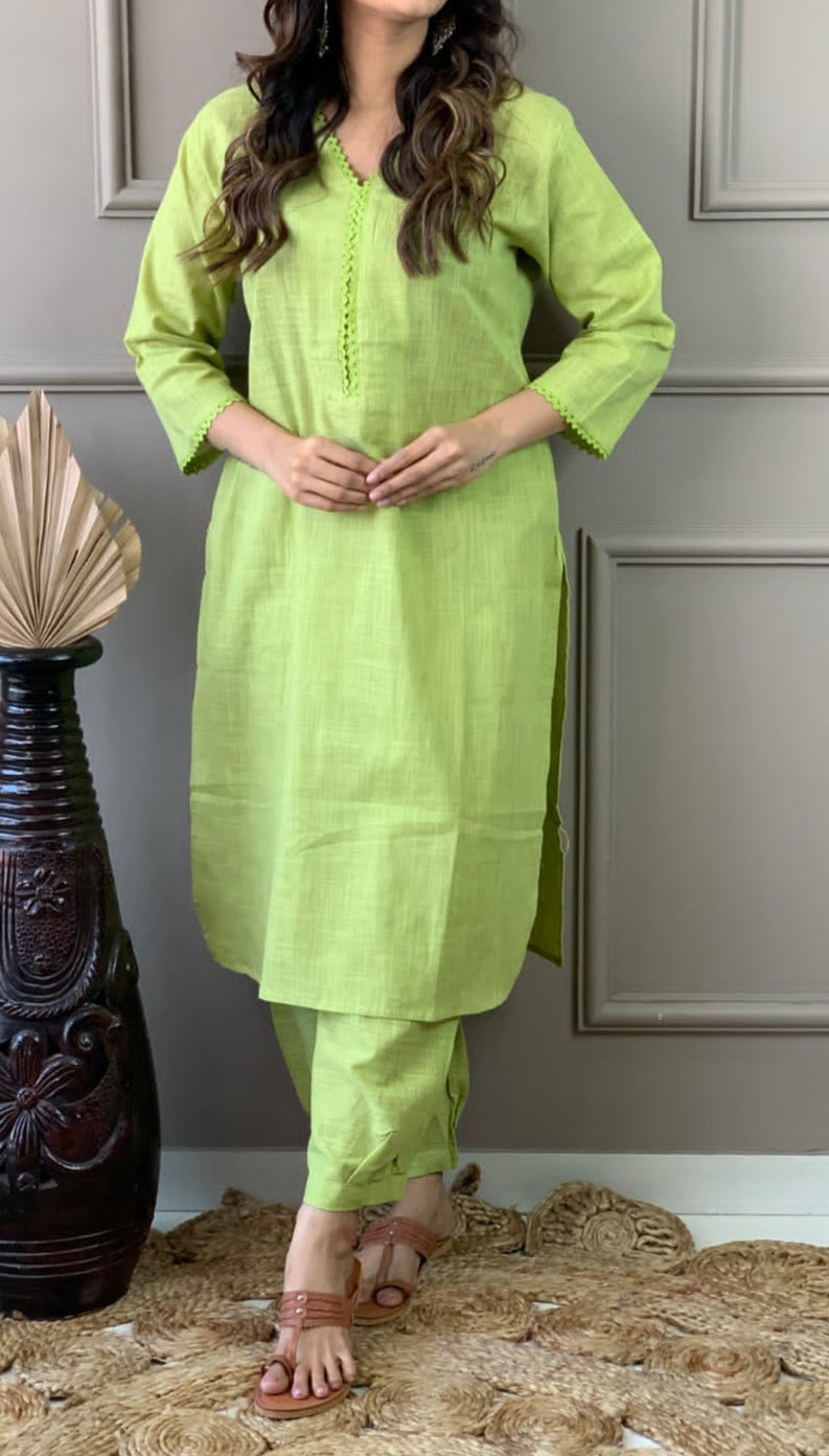 Satire Of Attire Kurti Set(Witty Green)