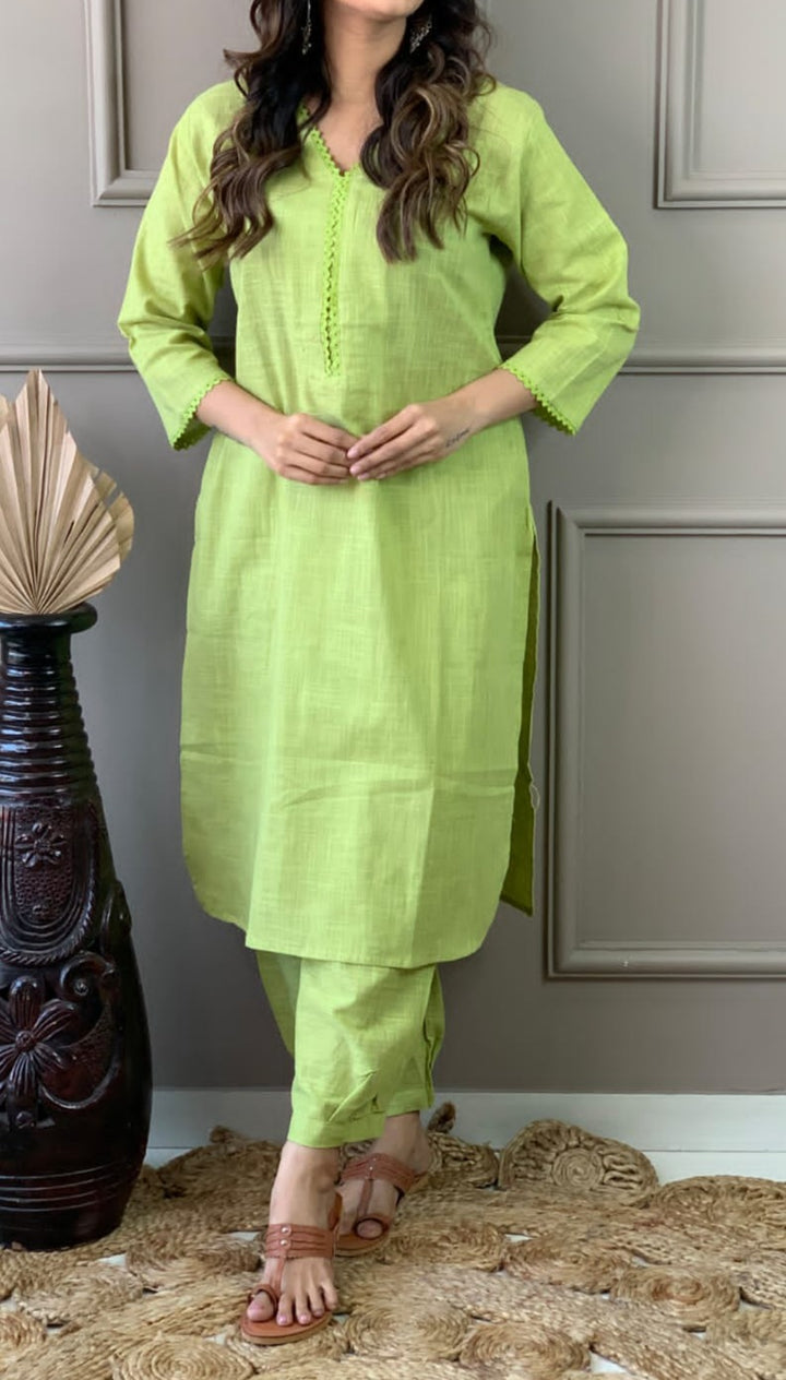 Satire Of Attire Kurti Set(Witty Green)