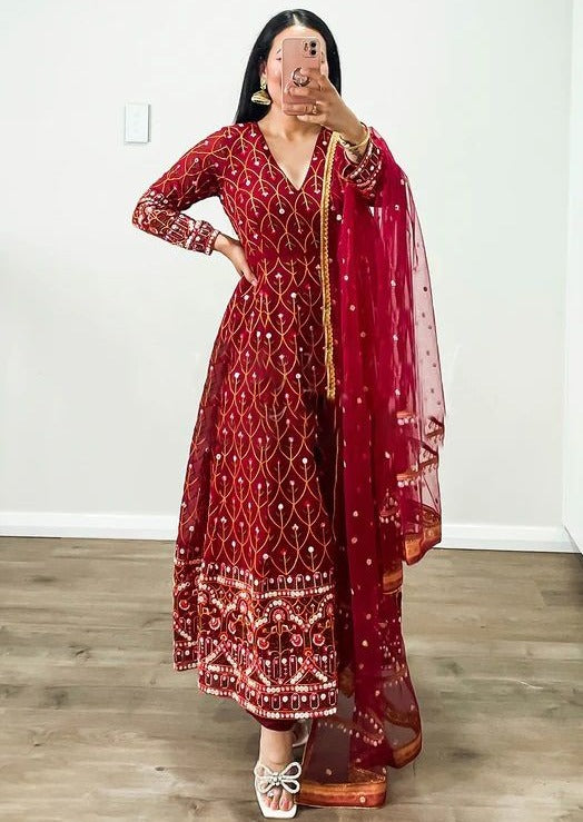 Check And Mate-Anarkali Suit Set