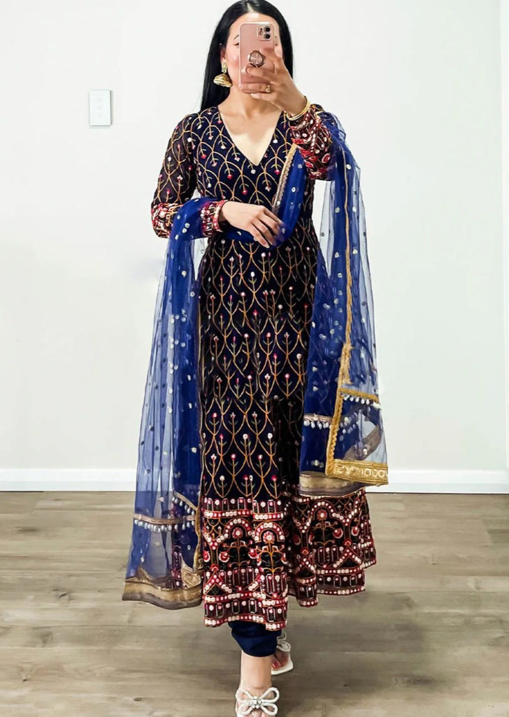 Check And Mate-Anarkali Suit Set(Classical)