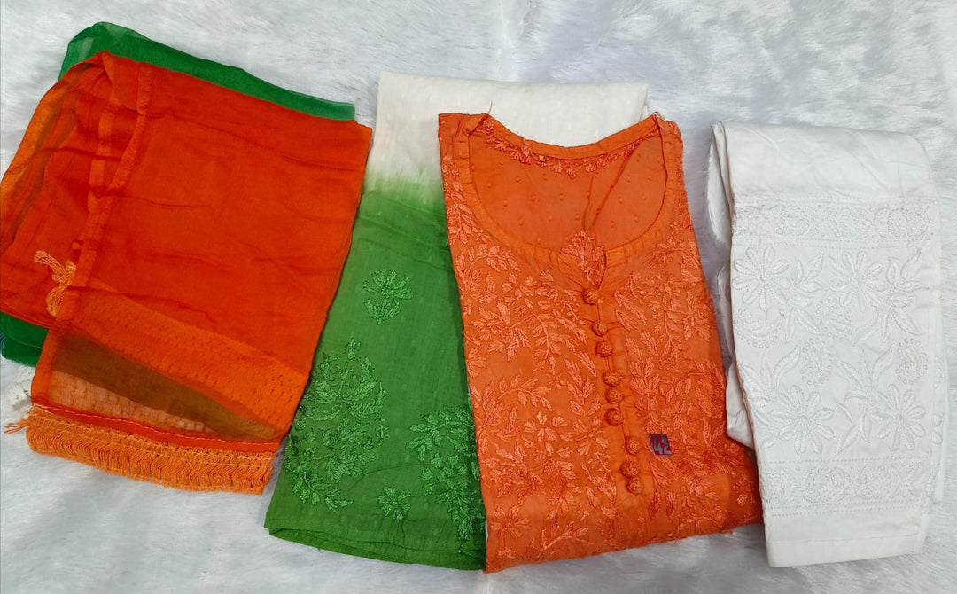 Independence Day Special Tiranga Chikankari Kurti Set