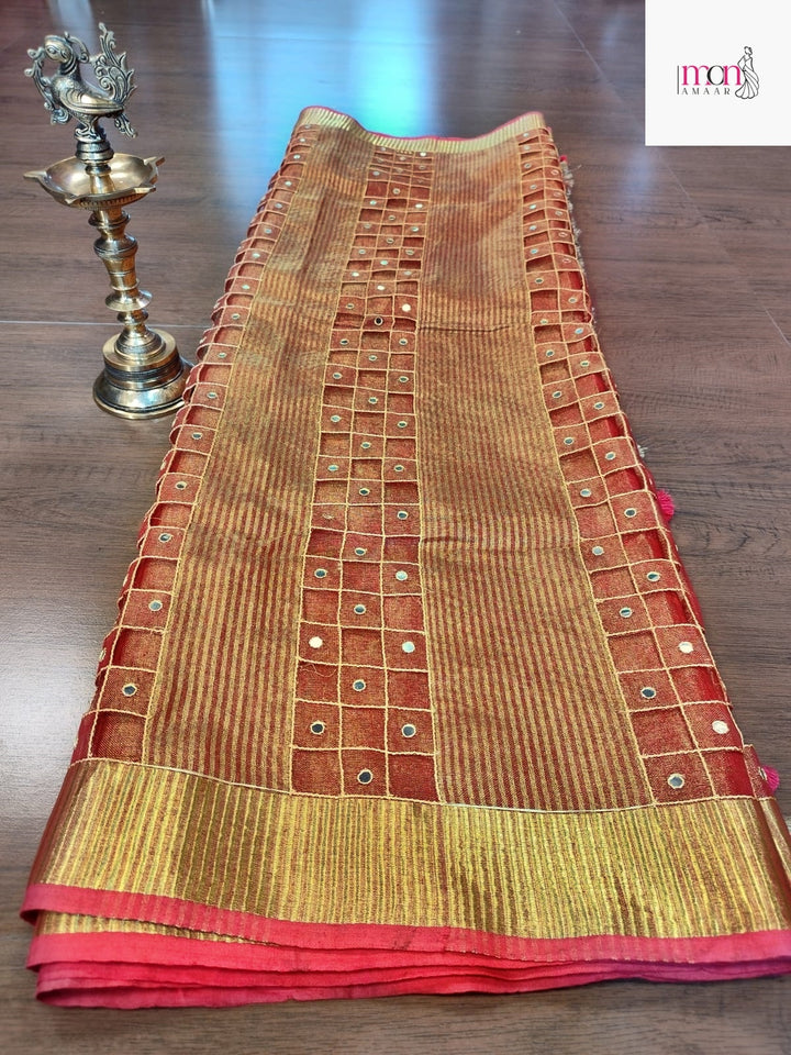 Worth Of A Queen's Crown(Pure Tissue Linen Saree)