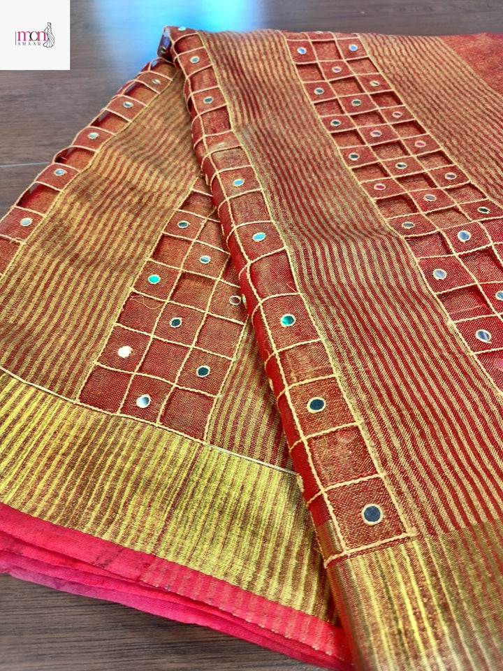 Worth Of A Queen's Crown(Pure Tissue Linen Saree)