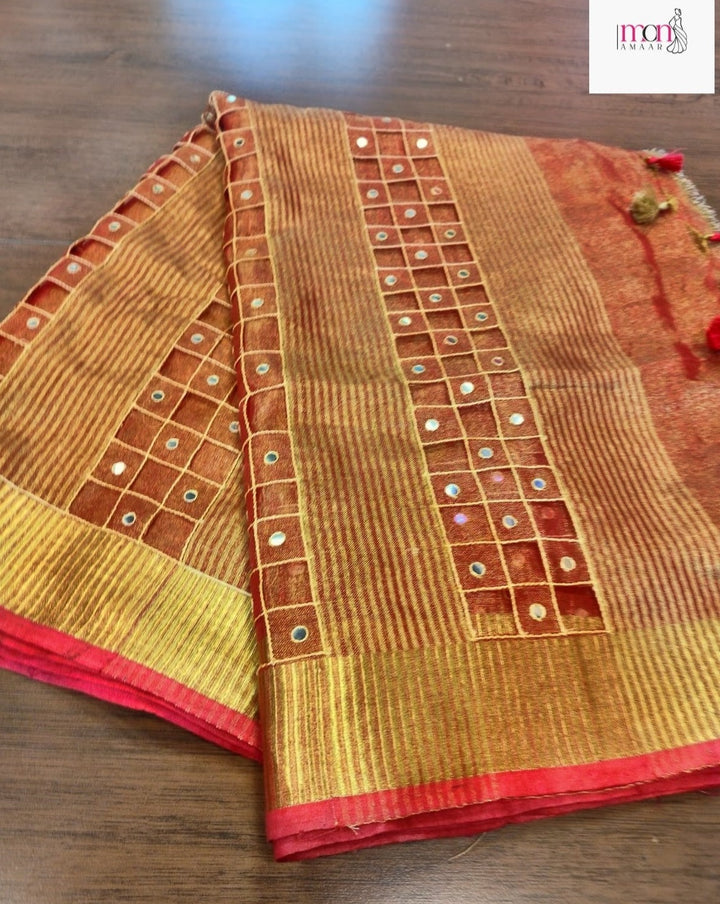 Worth Of A Queen's Crown(Pure Tissue Linen Saree)