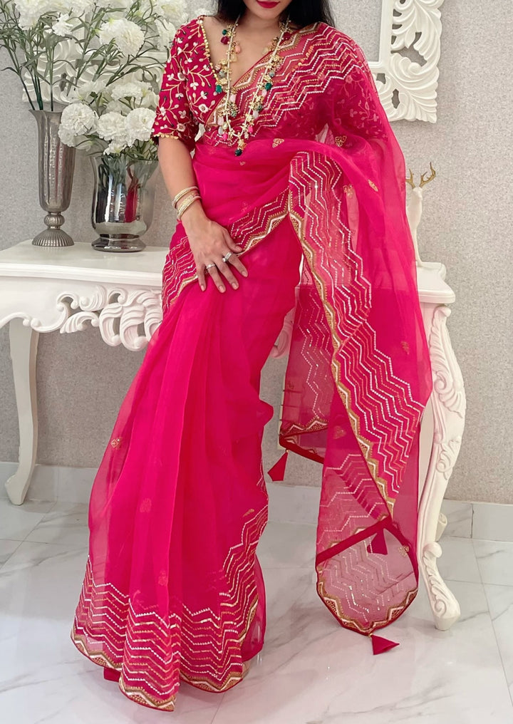 Maroon Magic Designer Organza Saree