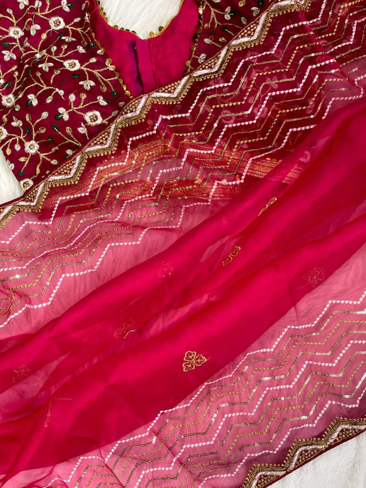 Maroon Magic Designer Organza Saree