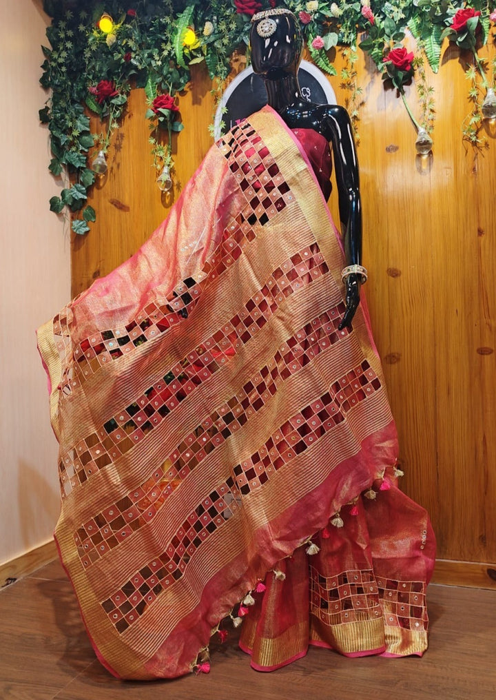 Worth Of A Queen's Crown(Pure Tissue Linen Saree)