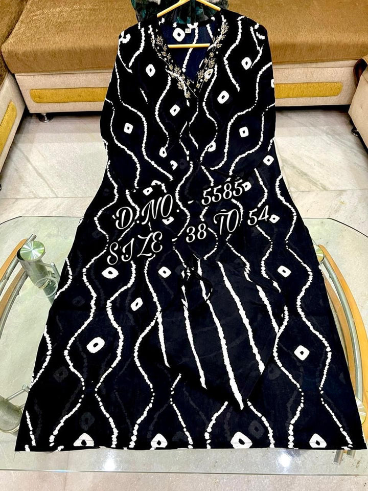 Manifestation Of Bandhej(Fascinating Black)Kurti  Set