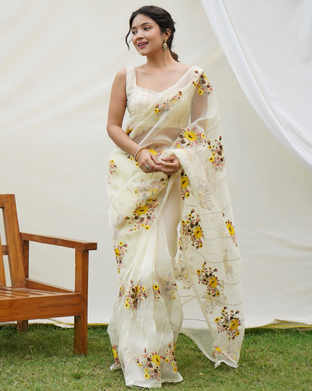 Hundred Flowers- Designer Organza Saree