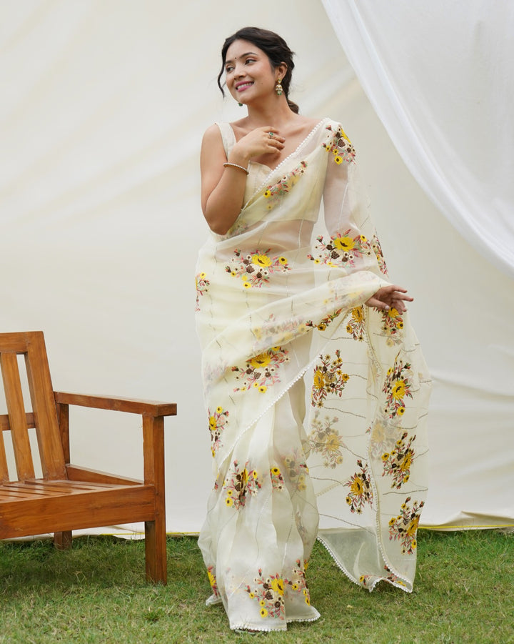 Hundred Flowers- Designer Organza Saree