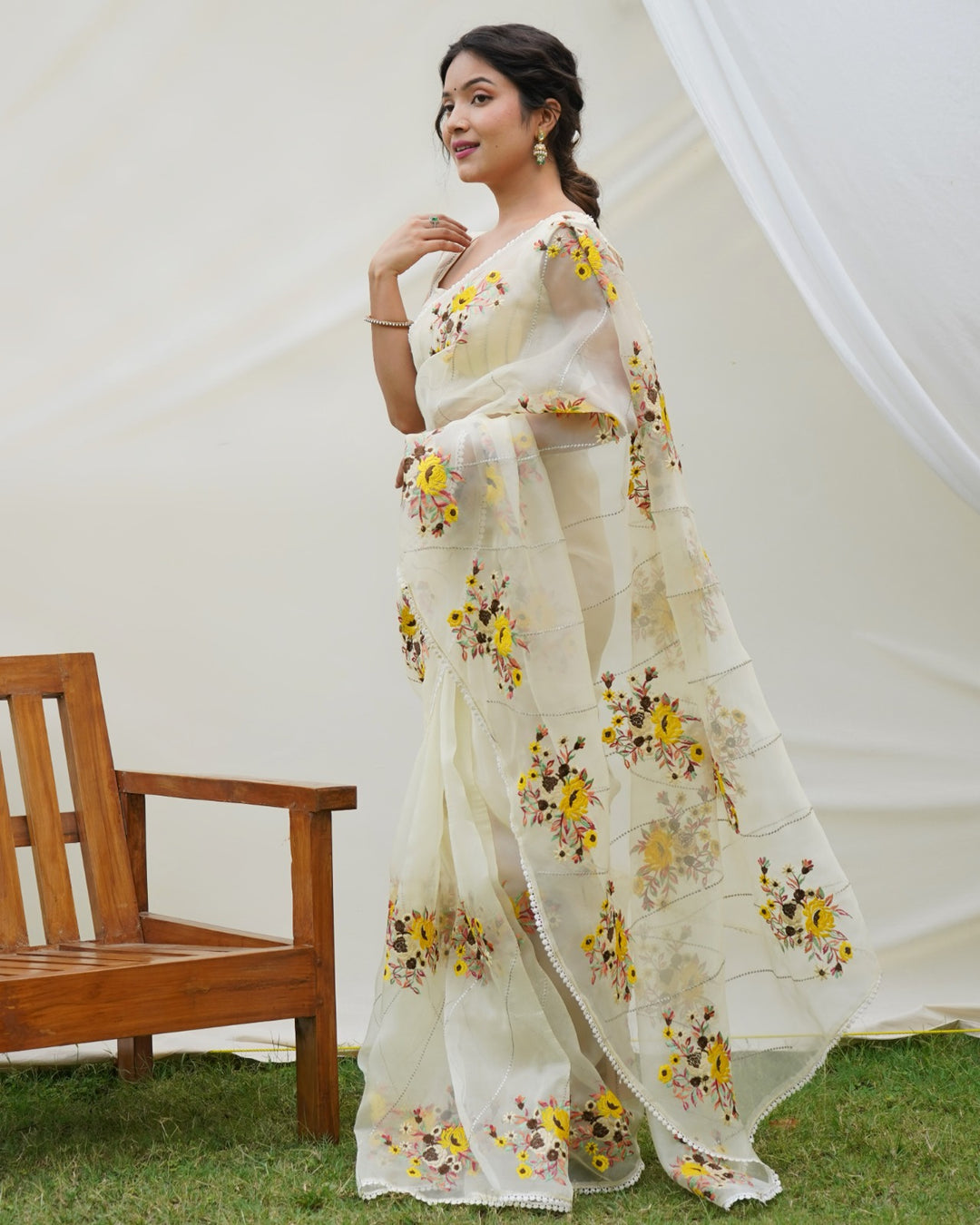 Hundred Flowers- Designer Organza Saree