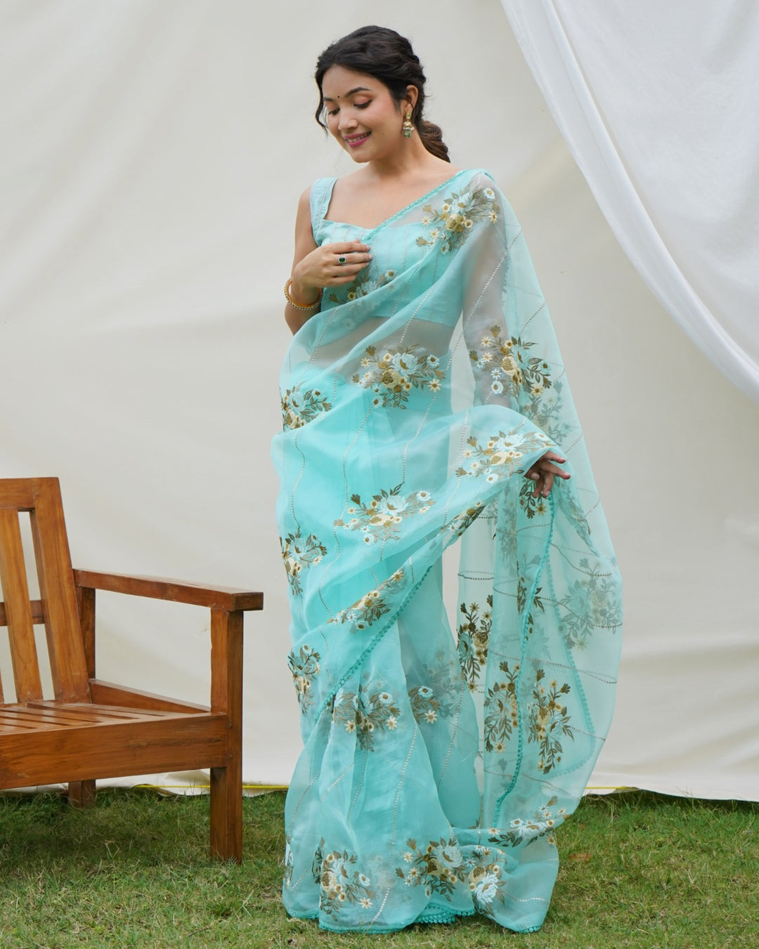 Hundred Flowers- Designer Organza Saree