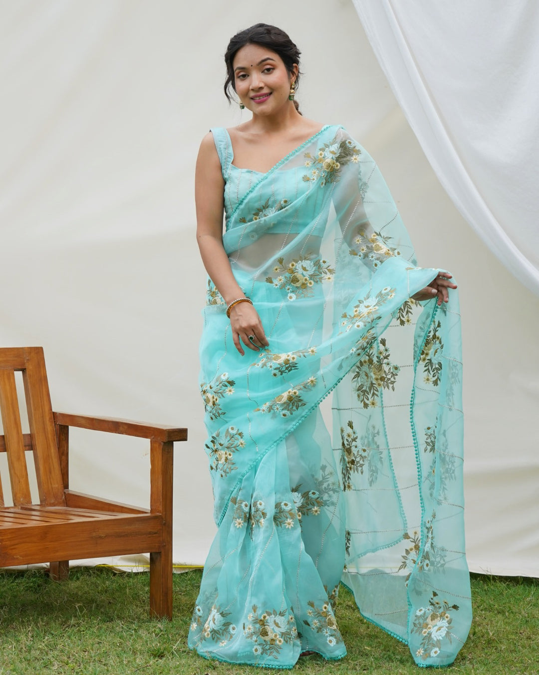 Hundred Flowers- Designer Organza Saree