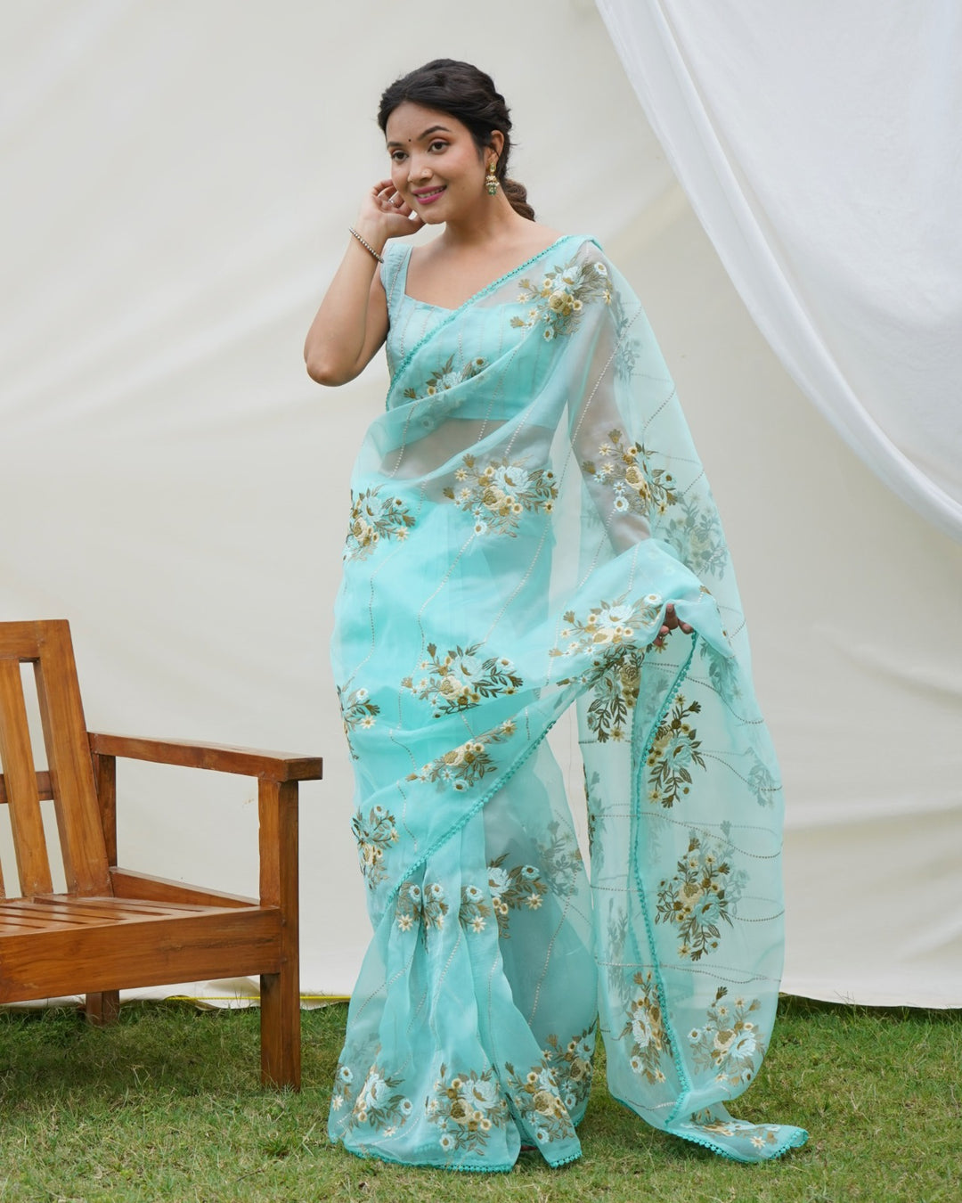 Hundred Flowers- Designer Organza Saree