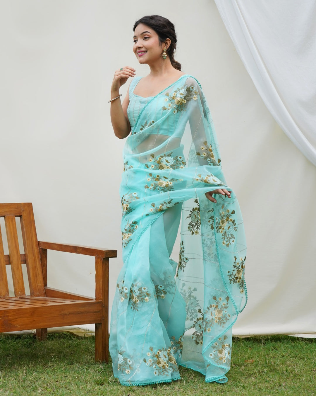 Hundred Flowers- Designer Organza Saree