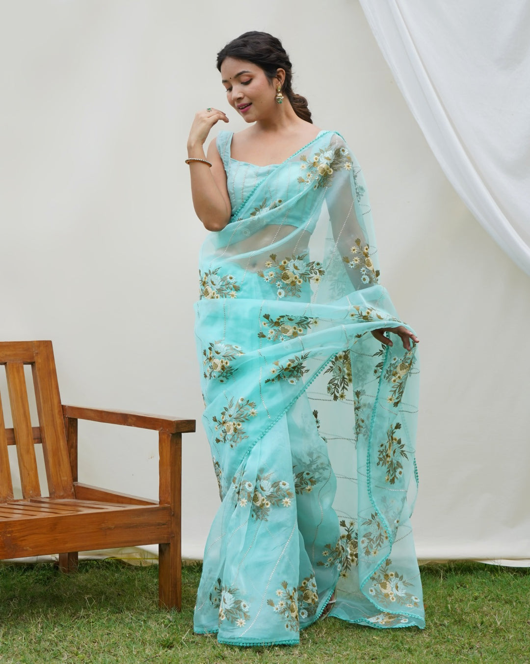 Hundred Flowers- Designer Organza Saree