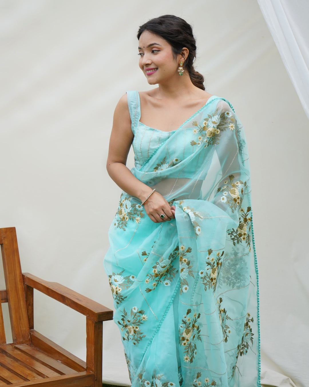 Hundred Flowers- Designer Organza Saree