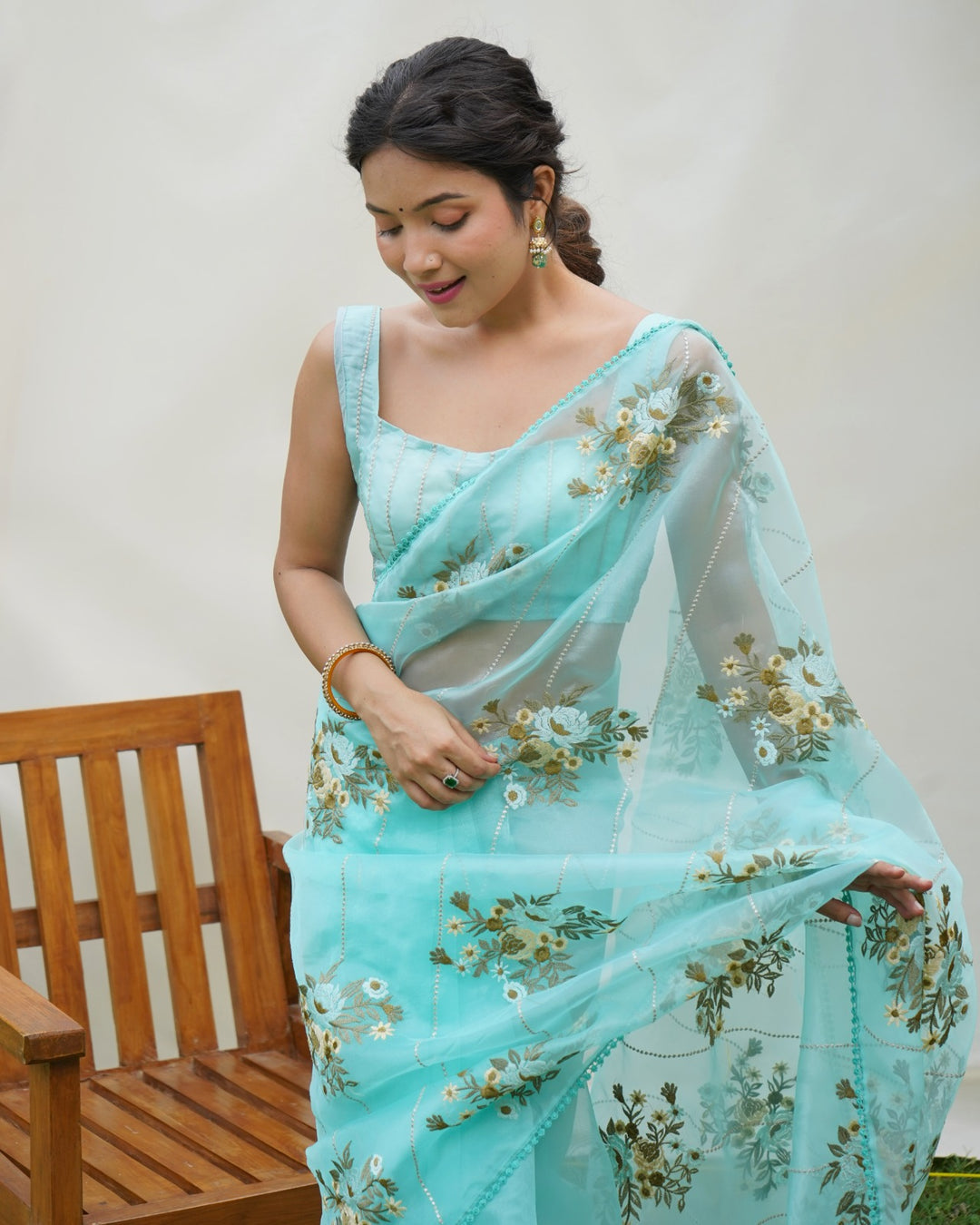 Hundred Flowers- Designer Organza Saree