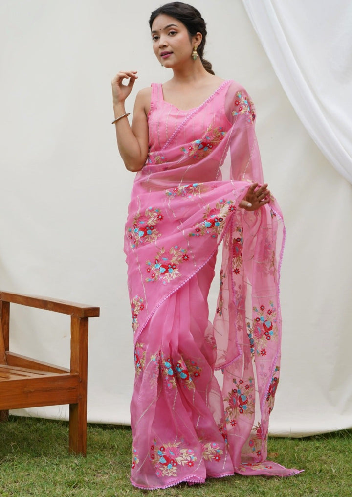 Hundred Flowers- Designer Organza Saree