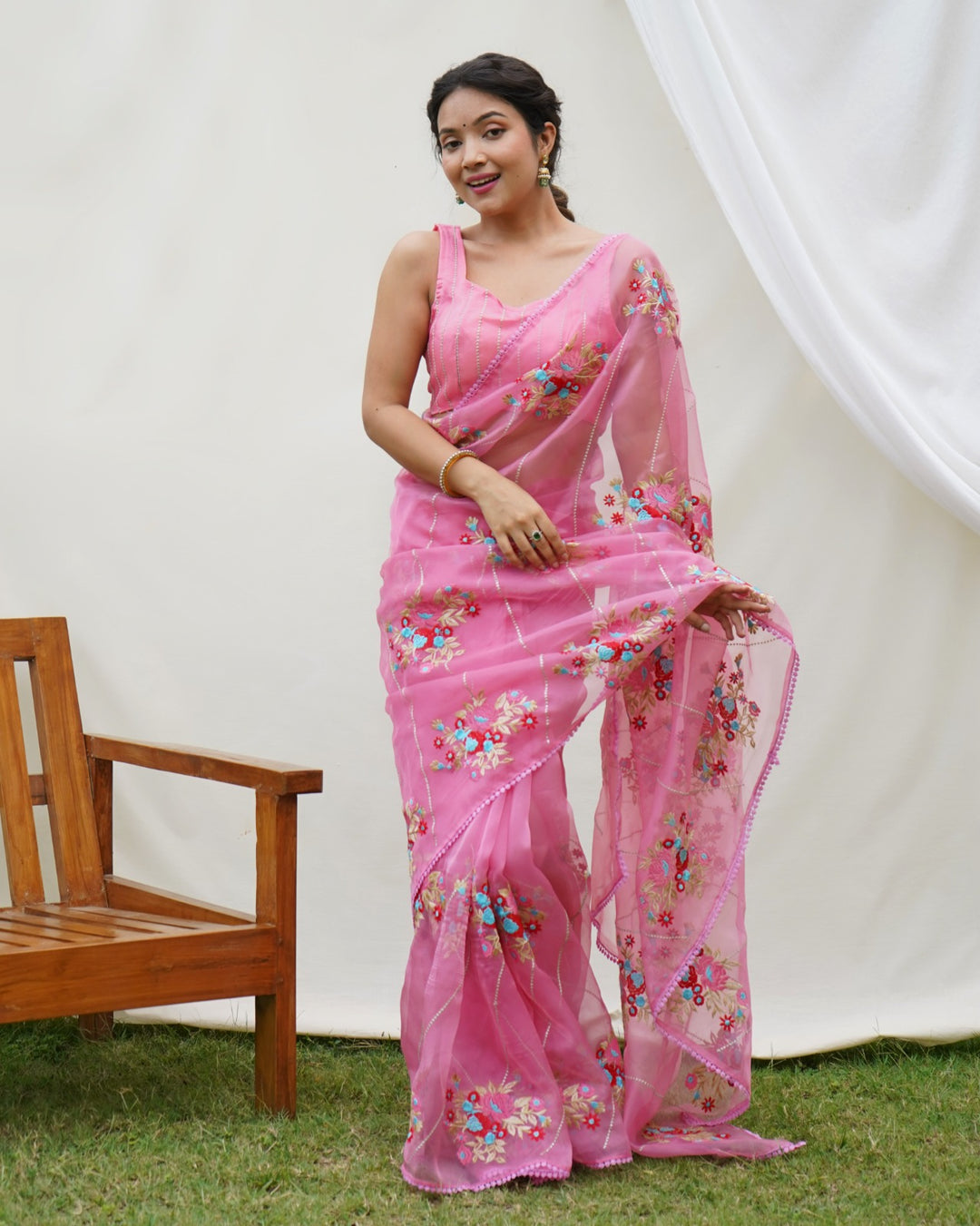 Hundred Flowers- Designer Organza Saree