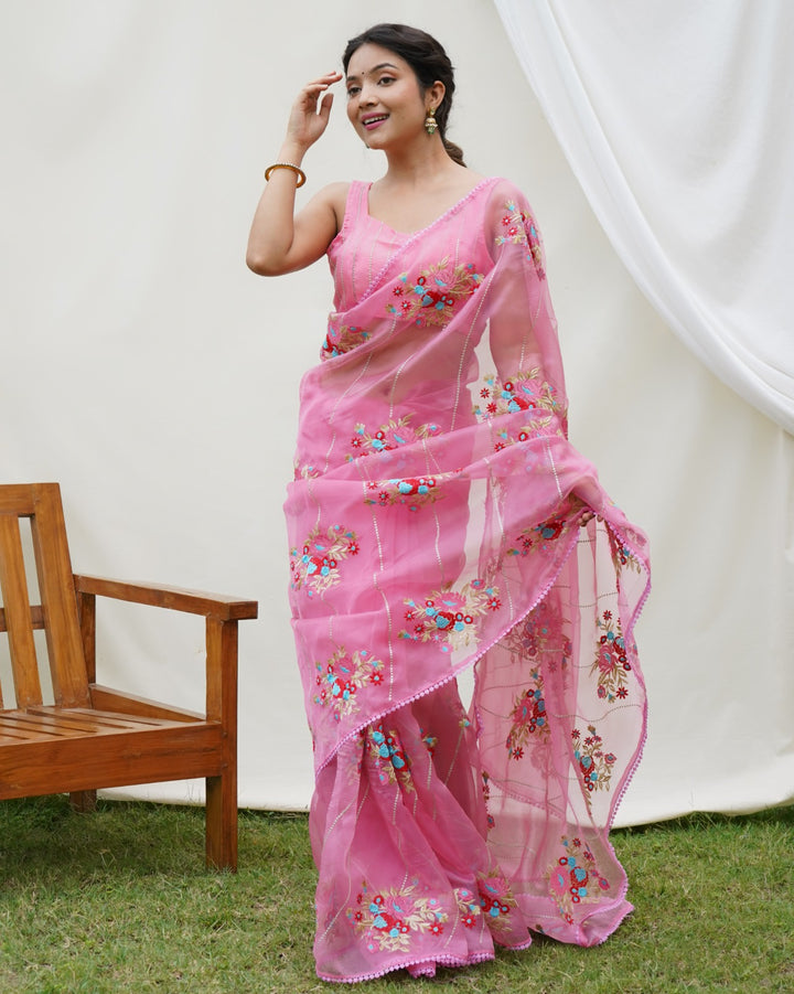 Hundred Flowers- Designer Organza Saree