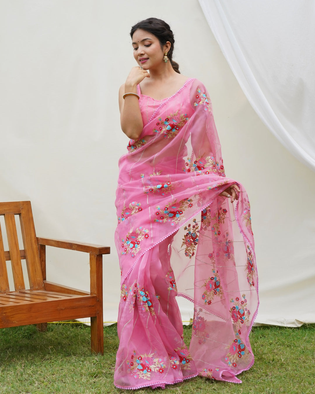 Hundred Flowers- Designer Organza Saree