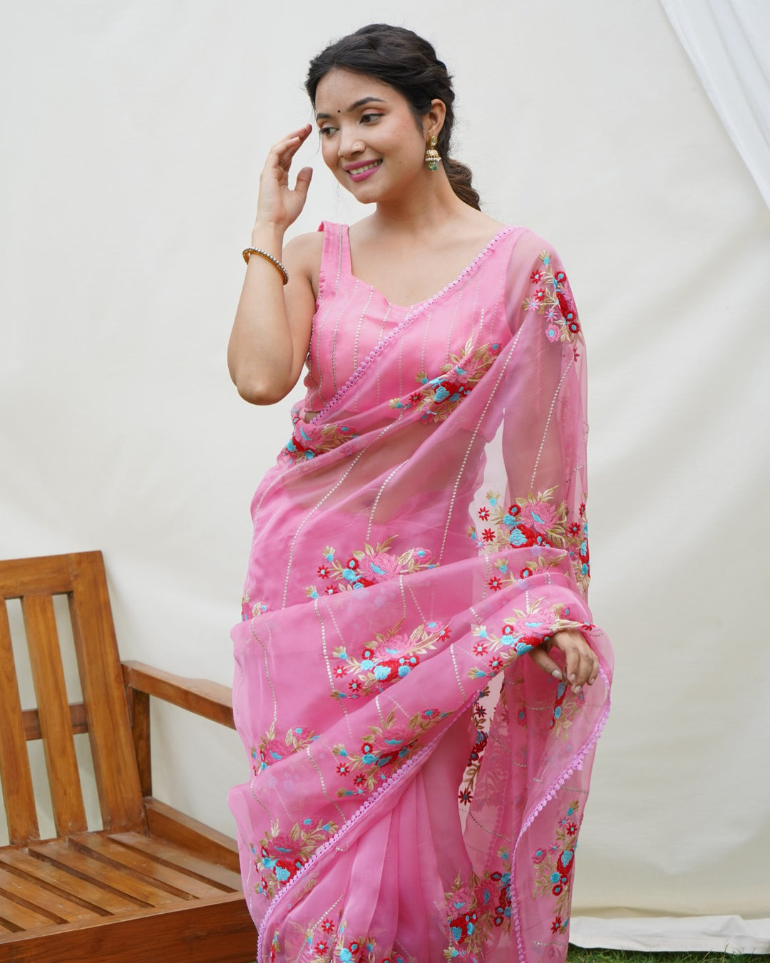 Hundred Flowers- Designer Organza Saree