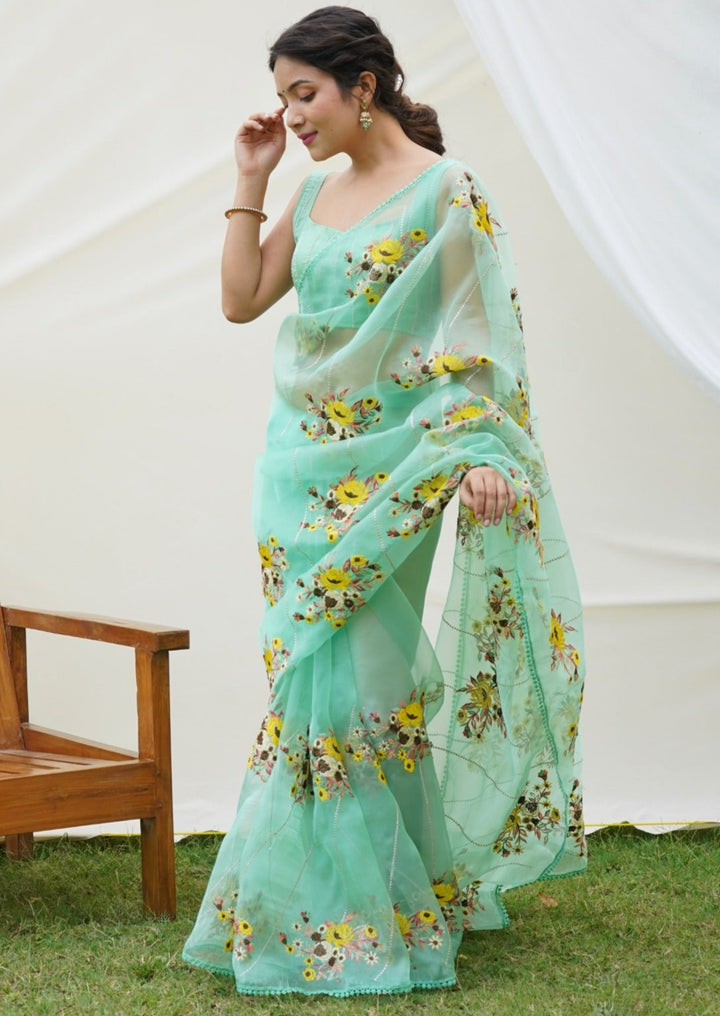 Hundred Flowers- Designer Organza Saree