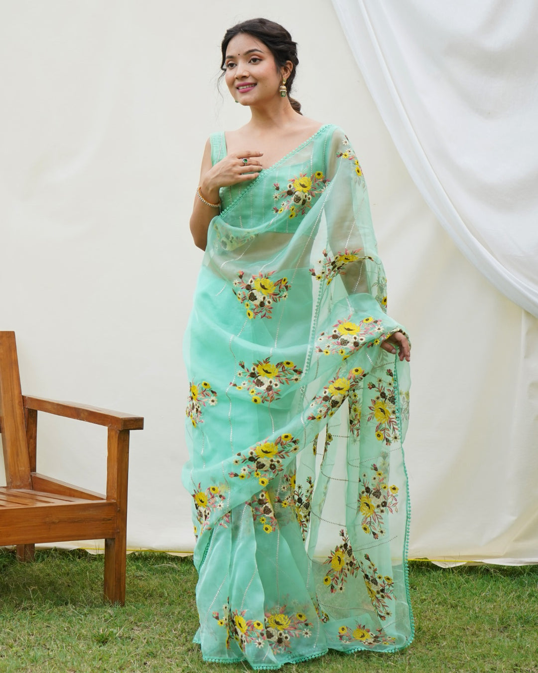 Hundred Flowers- Designer Organza Saree