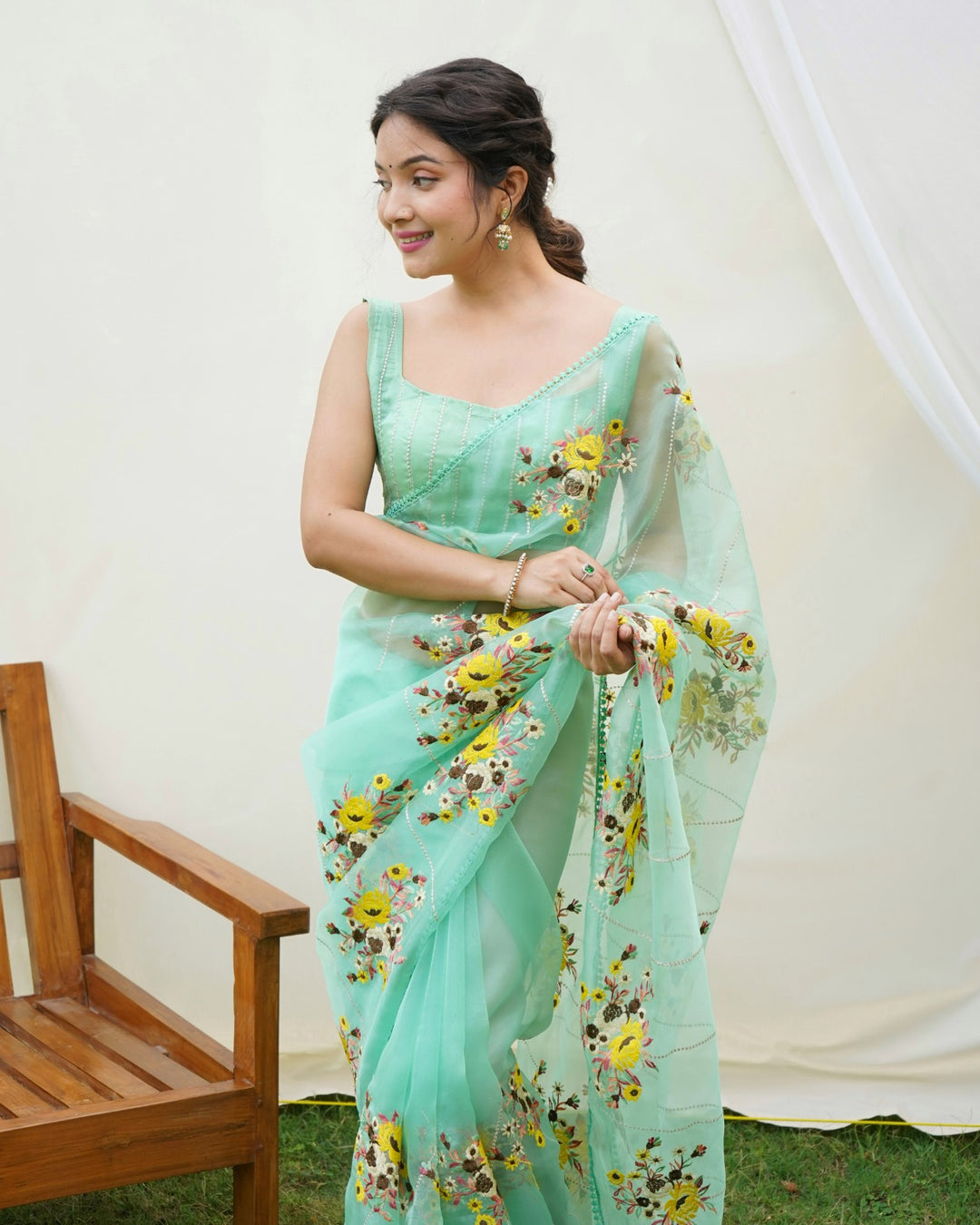 Hundred Flowers- Designer Organza Saree