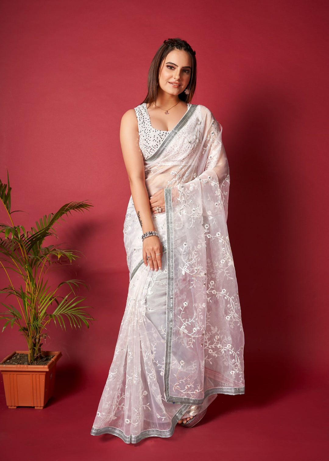 It Can Be You - Embroidery Organza Saree