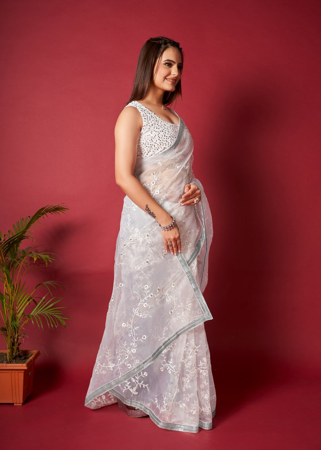 It Can Be You - Embroidery Organza Saree