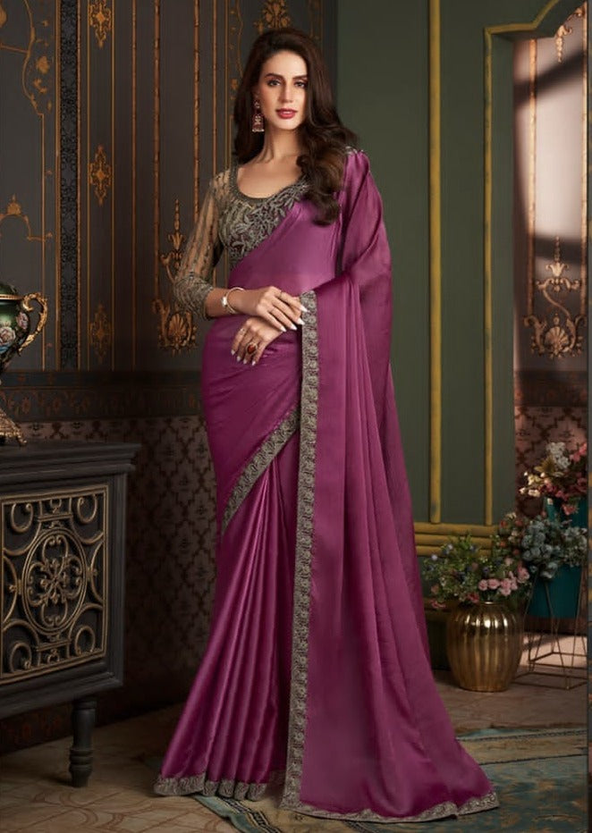 Rock The Party (Anytime Wine) Designer Saree