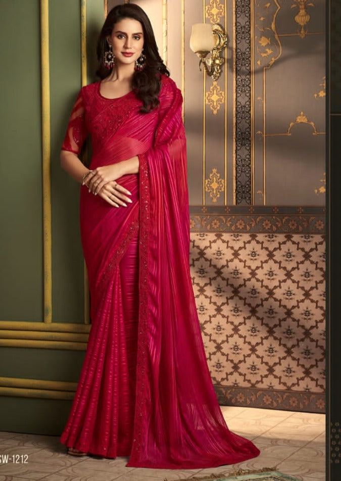 Rock The Party Cherry Shine Sequin Saree