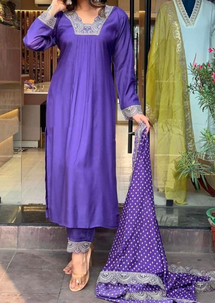 Purplish Thought -Designer Suit Set