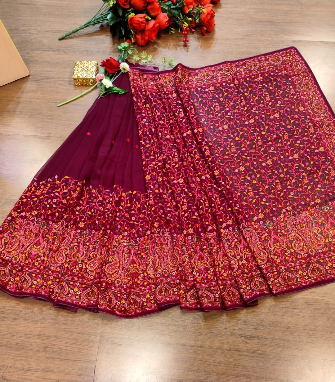 Famous In Embroidery- Designer Georgette Saree