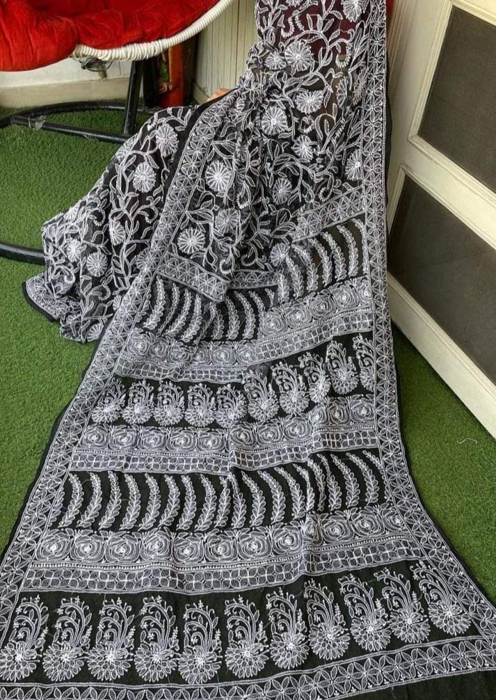 Heart Of Chikankari - Designer Georgette Saree