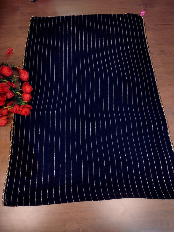 Last Of the Stars - Navy Blue Designer Saree