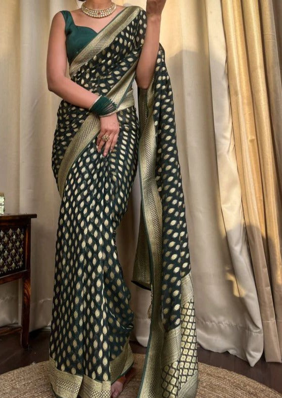 Khatta Meetha - Banarasi Semi Khaddi Georgette Silk