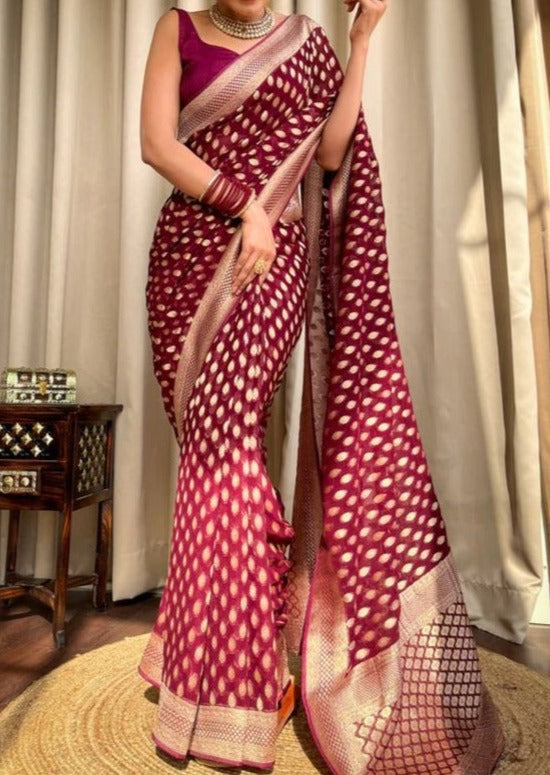 Khatta Meetha - Banarasi Semi Khaddi Georgette Silk