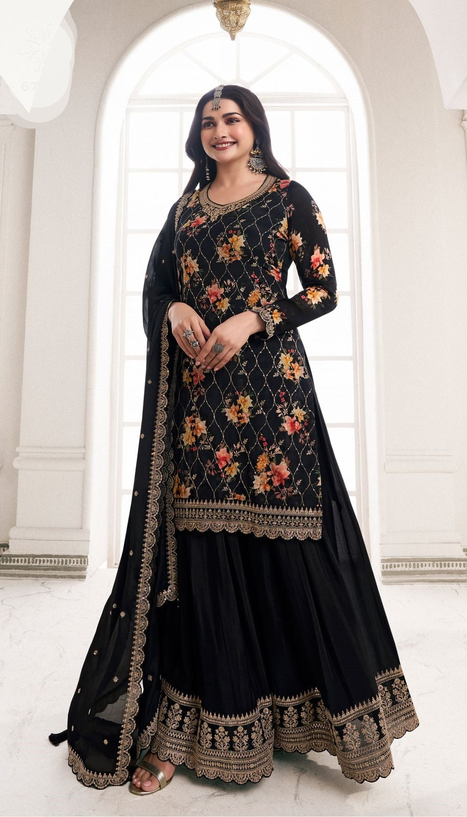 Embroidered Georgette Semi Stitched Sharara Suits Sm04450819