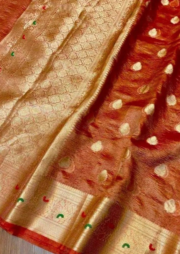 Undeniable Charm of Tissue  - Banarasi Tissue Crush Saree