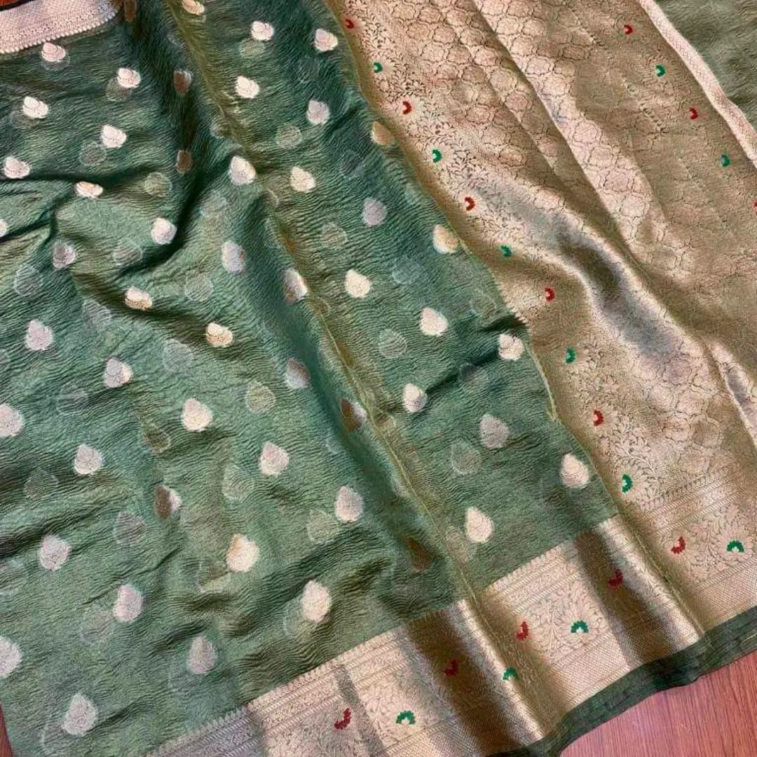 Undeniable Charm of Tissue  - Banarasi Tissue Crush Saree