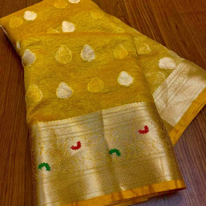 Undeniable Charm of Tissue  - Banarasi Tissue Crush Saree