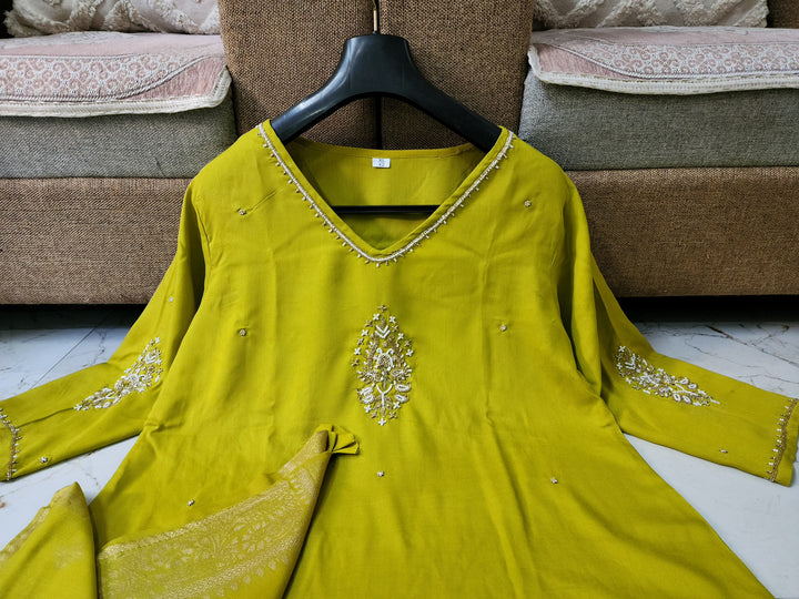 To The Nines-kurti  Set(Yellow)