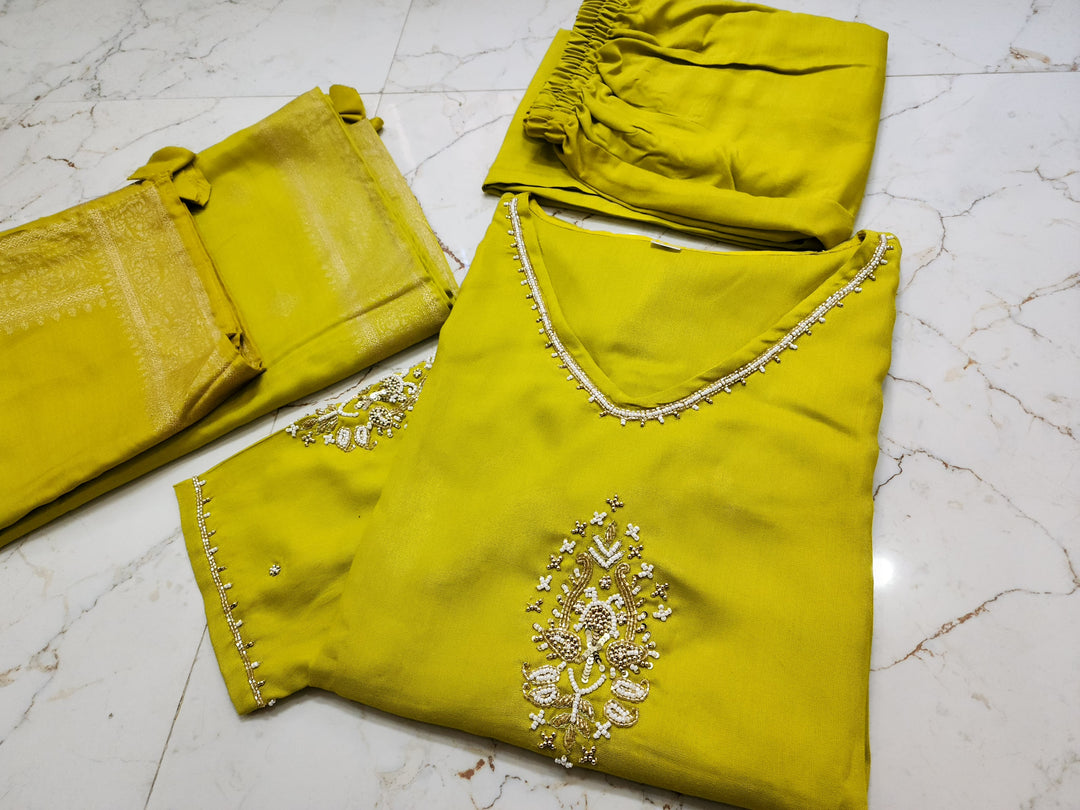 To The Nines-kurti  Set(Yellow)