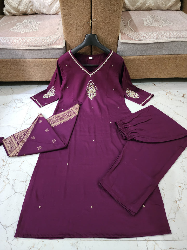 To The Nines-Kurti Set (Wine)